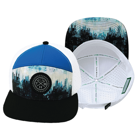 Color Vibes Hat, Flat Bill, Snapback Hat, City Drip, Black, Blue, White, Mens Hat, Womens Hat, Main Picture 