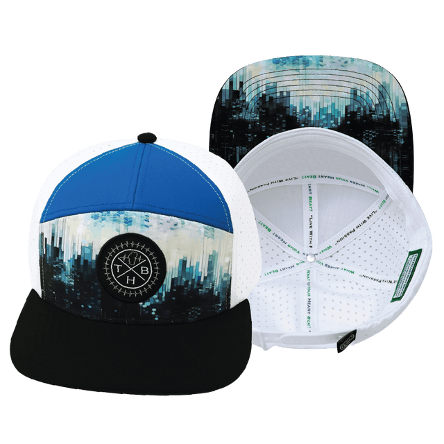 Color Vibes Hat, Flat Bill, Snapback Hat, City Drip, Black, Blue, White, Mens Hat, Womens Hat, Main Picture 