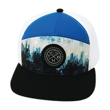 Color Vibes Hat, Flat Bill, Snapback Hat, City Drip, Black, Blue, White, Mens Hat, Womens Hat, Front Picture 