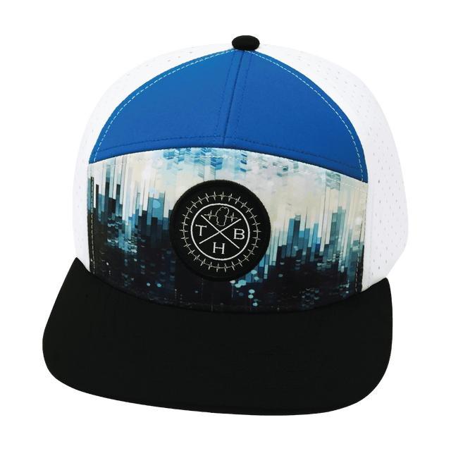 Color Vibes Hat, Flat Bill, Snapback Hat, City Drip, Black, Blue, White, Mens Hat, Womens Hat, Front Picture 
