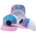 Color Vibes Hat - Flat Bill - Cotton Candy - Pink / Neon Blue / White - Laser Mesh