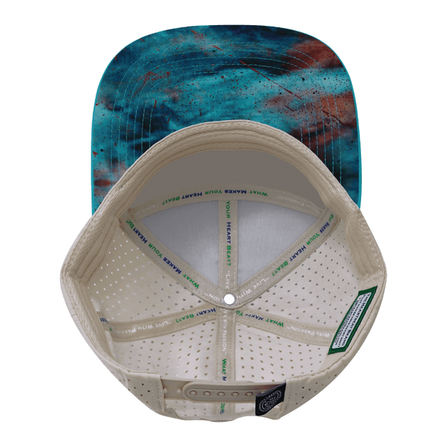 Color Vibes Hat, Flat Bill, Snapback Hat, Desert Sky, Neon Blue Green, Cream, Mens Hat, Womens Hat, Underbill Picture
