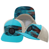 Color Vibes Hat, Flat Bill, Snapback Hat, Desert Sky, Neon Green Blue, Cream, Mens Hat, Womens Hat, Main Picture 