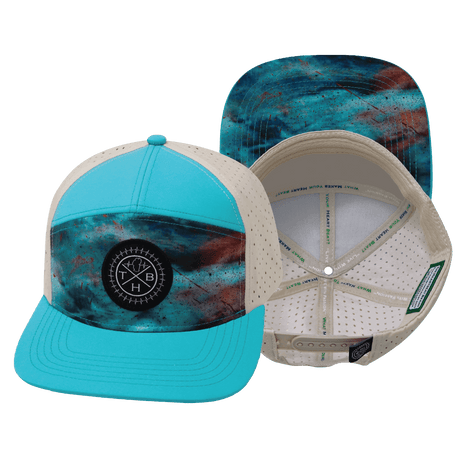 Color Vibes Hat, Flat Bill, Snapback Hat, Desert Sky, Neon Green Blue, Cream, Mens Hat, Womens Hat, Main Picture 