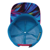 Color Vibes Hat, Flat Bill, Snapback Hat, Feather Glow, Neon Pink, White, Neon Blue, Mens Hat, Womens Hat, Underbill Picture 