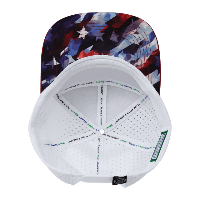 Color Vibes Hat, Flat Bill, Snapback Hat, Geo Flag, Red, Navy, White, Mens Hat, Womens Hat, Underbill Picture