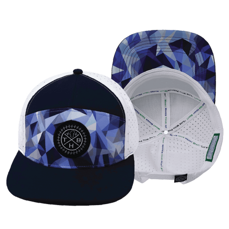 Color Vibes Hat, Flat Bill, Snapback Hat, Geo Blue, Navy, White, Mens Hat, Womens Hat, Main Picture 