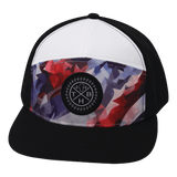 Color Vibes Hat, Flat Bill, Snapback Hat, Geo Flag, Black, White, Mens Hat, Womens Hat, Front Picture 