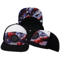 Color Vibes Hat - Flat Bill - Geo Flag - Black / White - Laser Mesh
