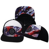 Color Vibes Hat, Flat Bill, Snapback Hat, Geo Flag, Black, White, Mens Hat, Womens Hat, Main Picture 