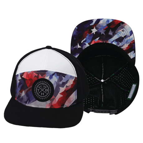 Color Vibes Hat, Flat Bill, Snapback Hat, Geo Flag, Black, White, Mens Hat, Womens Hat, Main Picture 