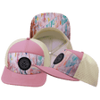 Color Vibes Hat, Flat Bill, Snapback Hat, Geo Mosaic, Pink Peach, Cream, Mens Hat, Womens Hat, Main Picture   