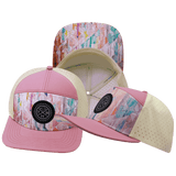 Color Vibes Hat, Flat Bill, Snapback Hat, Geo Mosaic, Pink Peach, Cream, Mens Hat, Womens Hat, Main Picture   