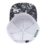 Color Vibes Hat, Flat Bill, Snapback Hat,  Evenings Leaves, Light Tan, Navy, White, Mens Hat, Womens Hat, Underbill Picture   