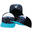 Color Vibes Hat, Flat Bill, Snapback Hat, Love Rising, Neon Blue Green, White, Black, Mens Hat, Womens Hat, Main Picture