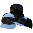 Color Vibes Hat, Flat Bill, Snapback Hat, Midnight Mirage, Baby Blue, Black, Mens Hat, Womens Hat, Main Picture