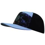 Color Vibes Hat, Flat Bill, Snapback Hat, Midnight Mirage, Baby Blue, Black, Mens Hat, Womens Hat, Side Picture