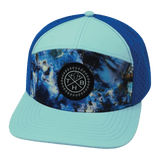 Color Vibes Hat, Flat Bill, Snapback Hat, Nebula, Mint, Blue, Mens Hat, Womens Hat, Front Picture 