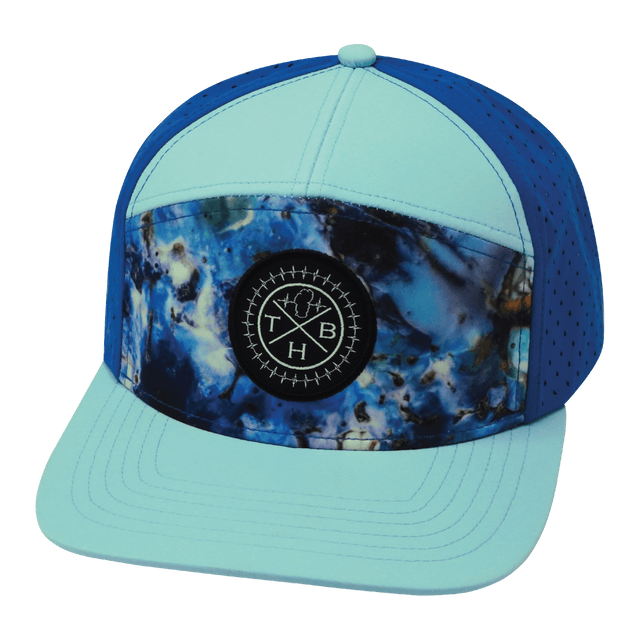Color Vibes Hat, Flat Bill, Snapback Hat, Nebula, Mint, Blue, Mens Hat, Womens Hat, Front Picture 