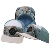Color Vibes Hat, Flat Bill, Snapback Hat, Marble Earth, Cream, White, Light Blue, Mens Hat, Womens Hat, Main Picture 
