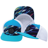Color Vibes Hat, Flat Bill, Snapback Hat, Molten Dream, Neon Green Blue, Neon Blue, White, Mens Hat, Womens Hat, Main Picture 