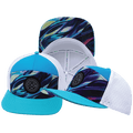 Color Vibes Hat - Flat Bill - Molten Dream - Neon Green Blue / Neon Blue / White - Laser Mesh