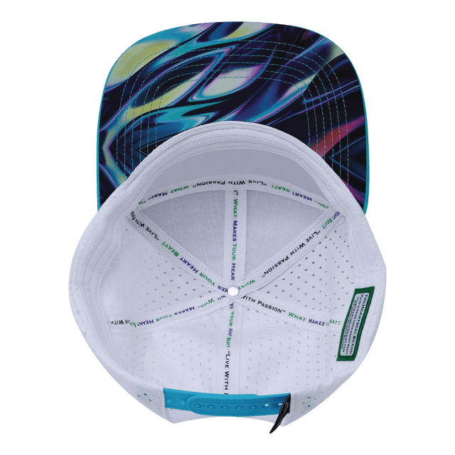 Color Vibes Hat, Flat Bill, Snapback Hat, Molten Dream, Neon Green Blue, Neon Blue, White, Mens Hat, Womens Hat, Underbill Picture