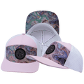 Color Vibes Hat - Flat Bill - Mosaic Curves - Light Pink / White - Laser Mesh