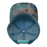 Color Vibes Hat, Flat Bill, Snapback Hat, Mosaic Scales, Mint, White, Slate Blue, Mens Hat, Womens Hat, Underbill Picture