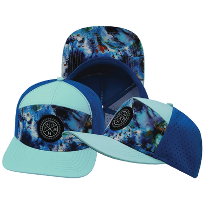 **ADULT** Color Vibes Hat — Flat Bill, Nebula, Mint / Blue, Laser Mesh