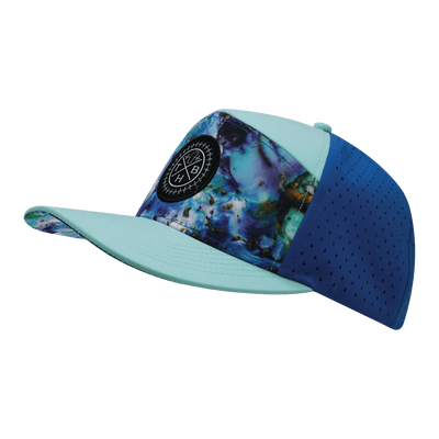 Color Vibes Hat, Flat Bill, Snapback Hat, Nebula, Mint, Blue, Mens Hat, Womens Hat, Side Picture 