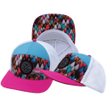 Color Vibes Hat - Flat Bill - Neon Peaks - Neon Pink / Neon Green Blue / White - Laser Mesh