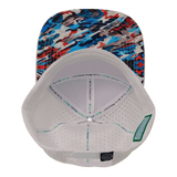 Color Vibes Hat, Flat Bill, Snapback Hat, Party Camo, Cream, Blue, White, Mens Hat, Womens Hat, Underbill Picture 