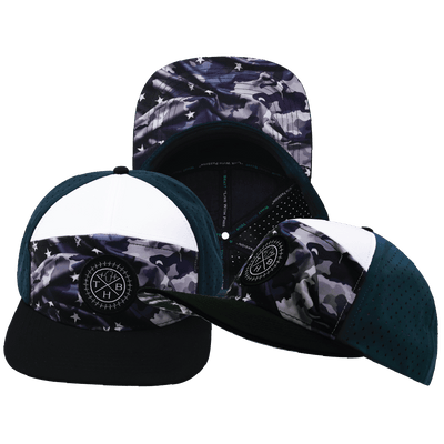 **ADULT** Color Vibes Hat — Flat Bill, Patriots Night, Black / White / Navy, Laser Mesh