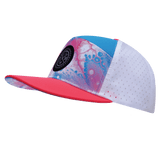Color Vibes Hat, Flat Bill, Snapback Hat, Pixi Dust, Neon Peach, Neon Blue, White, Mens Hat, Womens Hat, Side Picture 