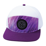 Color Vibes Hat, Flat Bill, Snapback Hat, Purple Glaze, Purple, White, Mens Hat, Womens Hat, Front Picture