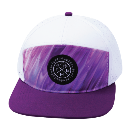 Color Vibes Hat, Flat Bill, Snapback Hat, Purple Glaze, Purple, White, Mens Hat, Womens Hat, Front Picture