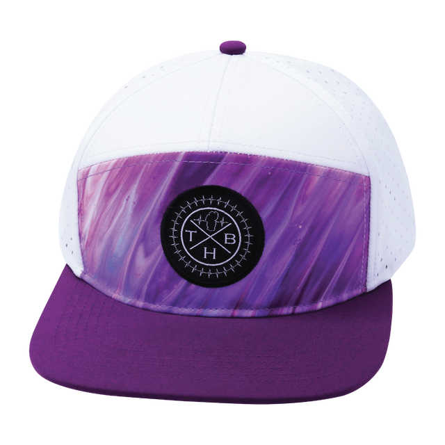 Color Vibes Hat, Flat Bill, Snapback Hat, Purple Glaze, Purple, White, Mens Hat, Womens Hat, Front Picture