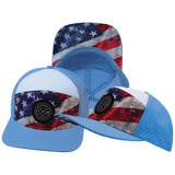 Color Vibes Hat, Flat Bill, Snapback Hat, Rugged Flag, Baby Blue, White, Mens Hat, Womens Hat, Main Picture 