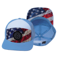 Color Vibes Hat, Flat Bill, Snapback Hat, Rugged Flag, Baby Blue, White, Mens Hat, Womens Hat, Main Picture 