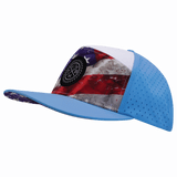 Color Vibes Hat, Flat Bill, Snapback Hat, Rugged Flag, Baby Blue, White, Mens Hat, Womens Hat, Side Picture 