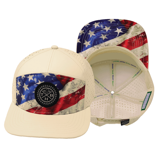 Color Vibes Hat, Flat Bill, Snapback Hat, Rugged Flag, Cream, Mens Hat, Womens Hat, Main Picture