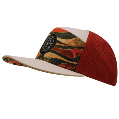Color Vibes Hat, Flat Bill, Snapback Hat, Rustic River, Cream, Red Rock, Mens Hat, Womens Hat, Side Picture   