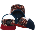 Color Vibes Hat - Flat Bill - Silk Flag - Dark Red / White / Navy - Laser Mesh