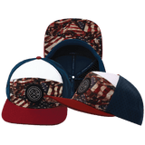 Color Vibes Hat, Flat Bill, Snapback Hat, Silk Flag, Dark Red, White, Navy, Mens Hat, Womens Hat, Main Picture   