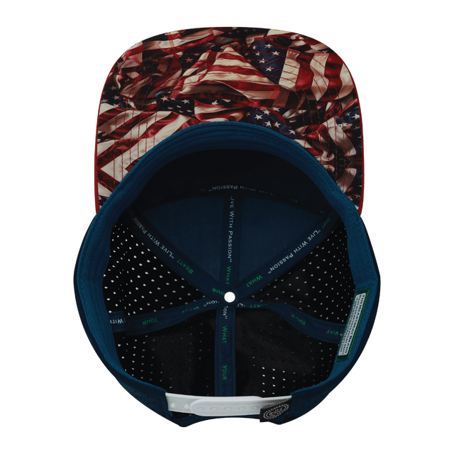 Color Vibes Hat, Flat Bill, Snapback Hat, Silk Flag, Dark Red, White, Navy, Mens Hat, Womens Hat, Underbill Picture   