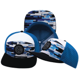 Color Vibes Hat, Flat Bill, Snapback Hat, Sky Blocks, Black, White, Blue, Mens Hat, Womens Hat, Main Picture 
