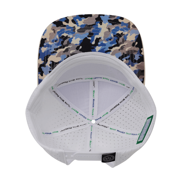 Color Vibes Hat, Flat Bill, Snapback Hat, Sky Camo, Cream, Baby Blue, White, Mens Hat, Womens Hat, Underbill Picture