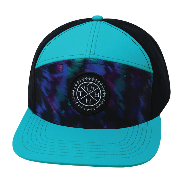 Color Vibes Hat, Flat Bill, Snapback Hat, Space Dust, Neon Green Blue, Black, Mens Hat, Womens Hat, Front Picture