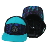 Color Vibes Hat, Flat Bill, Snapback Hat, Space Dust, Neon Green Blue, Black, Mens Hat, Womens Hat, Main Picture 